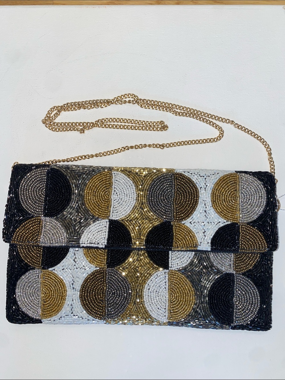 Kay Lee Beaded Geometric Clutch NWT